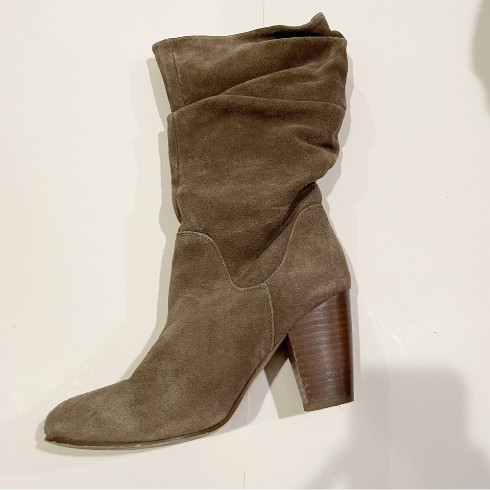 Grey suede heel boots
